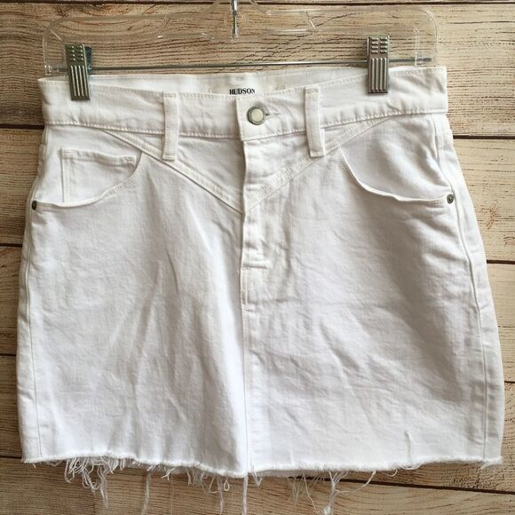 HUDSON VIPER MINI SKIRT IN WHITE DENIM - Picture 7 of 7